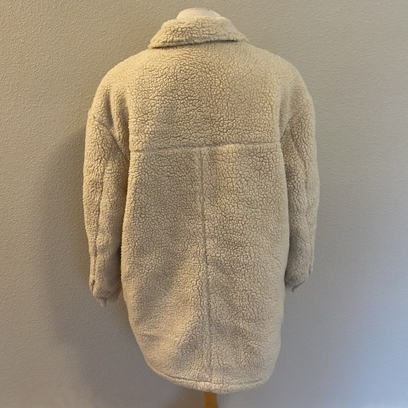 Allsaints US6 dark cream heavy sherpa button-down shacket coat - Picture 3 of 8